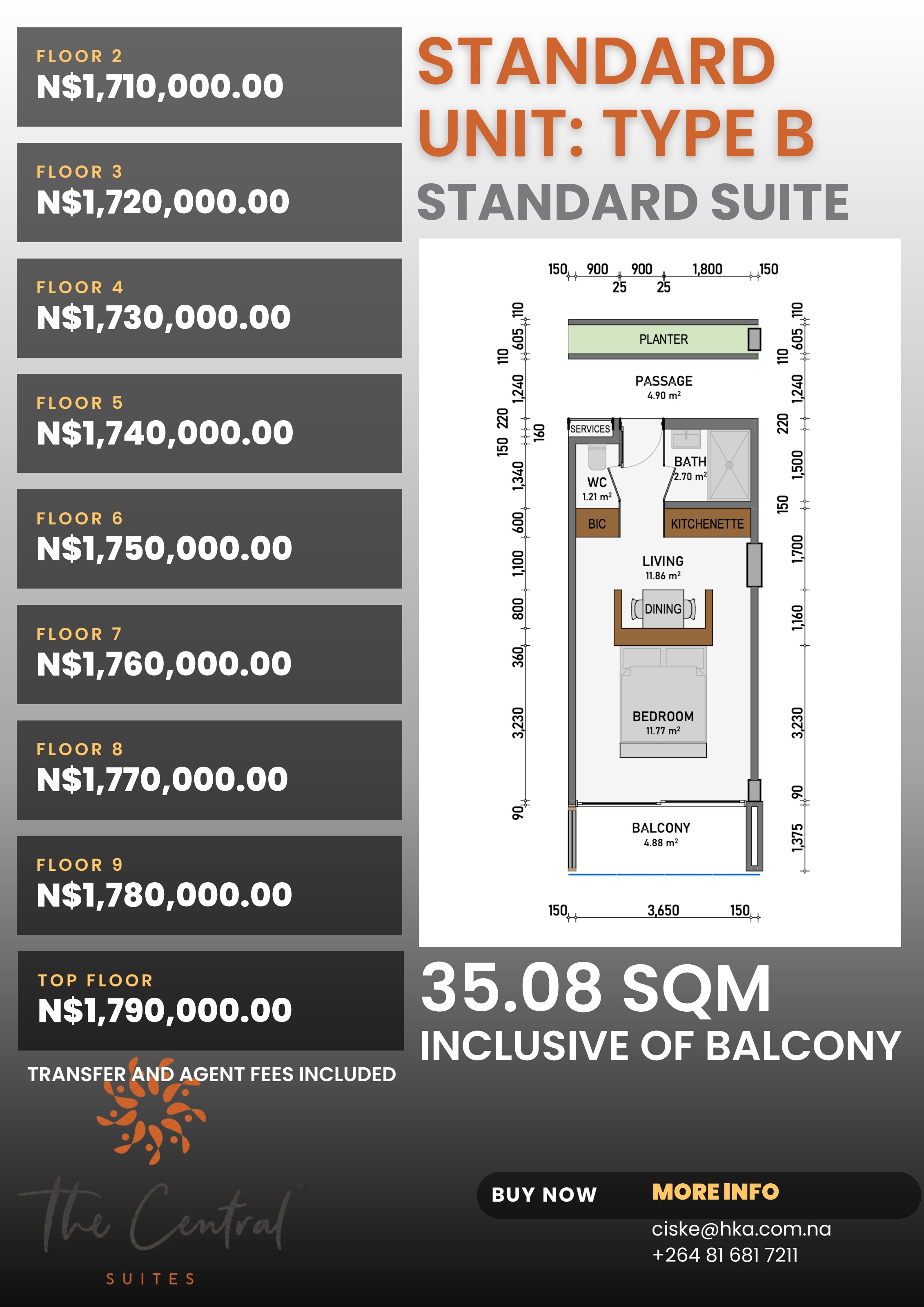 Type B — Standard Suite floor plan